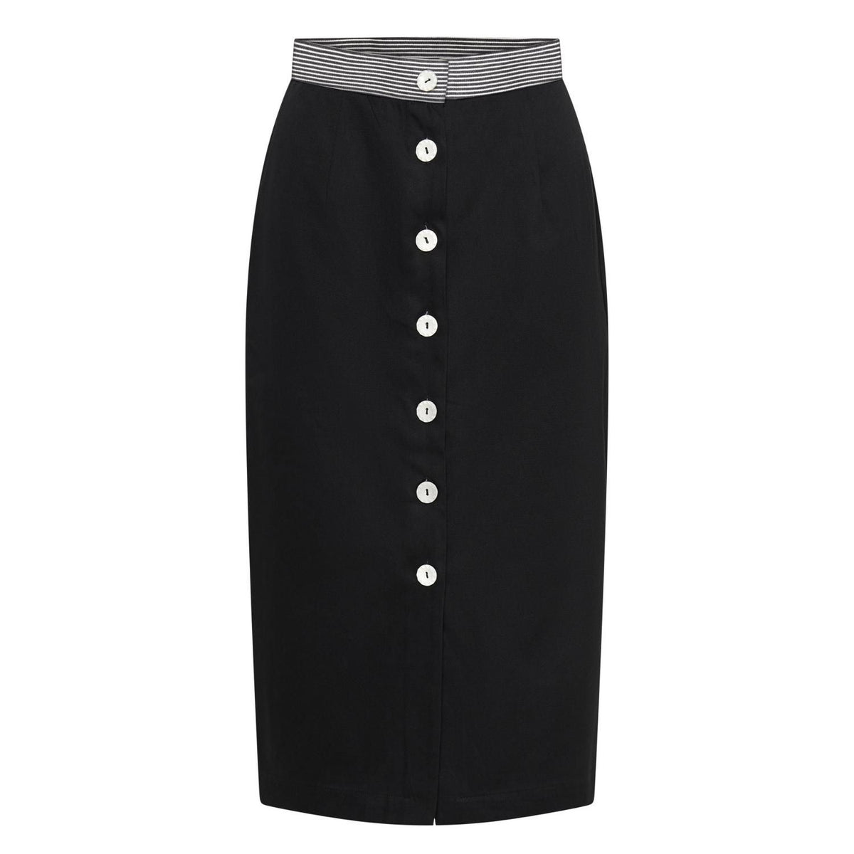 Florence Fluttering Skirt in Black with Stripe Waistband