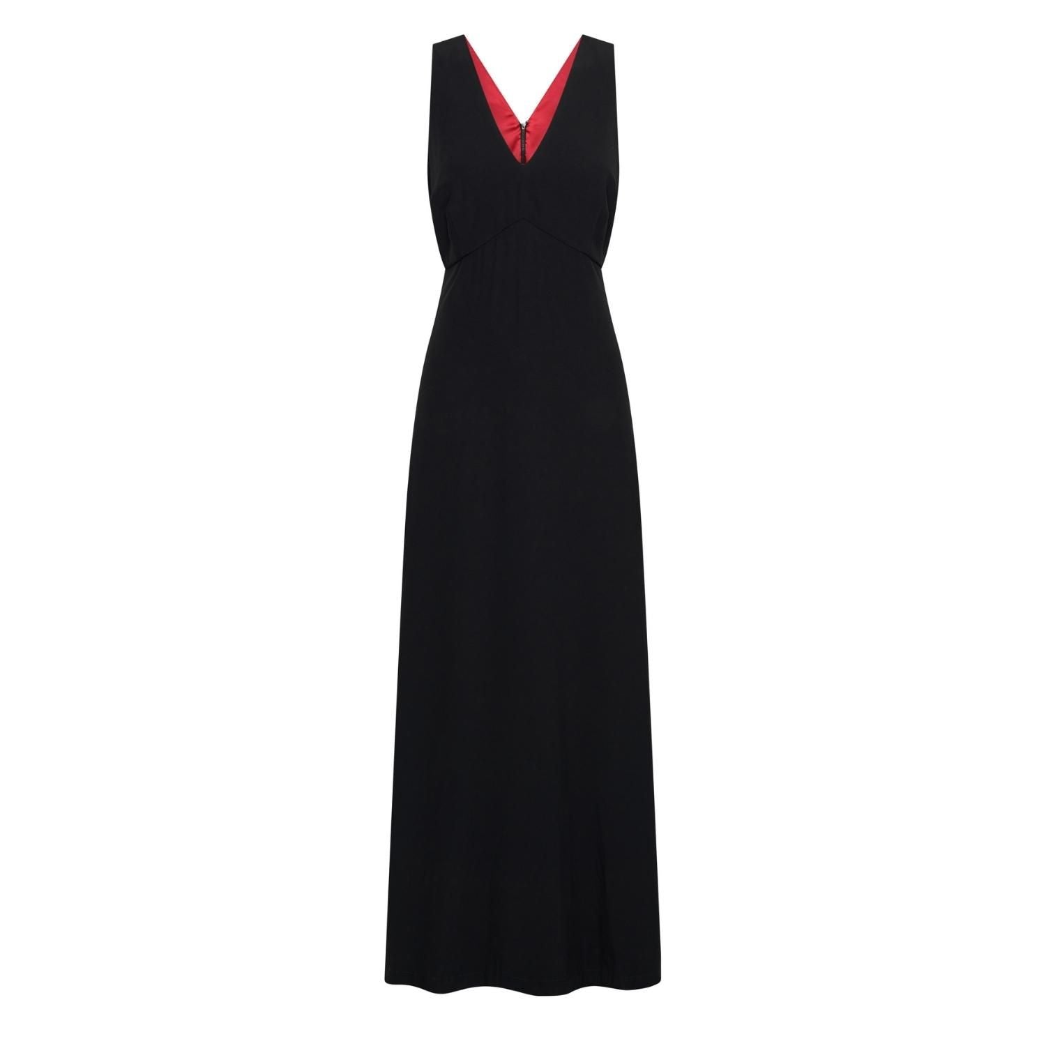 Margaret Mesmerising Floor length gown with red godet panel and crystal zipper