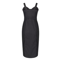 Queenie Quintessential Sweetheart High Waisted Dress in Black Pin Spot