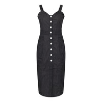 Queenie Quintessential Sweetheart High Waisted Dress in Black Pin Spot