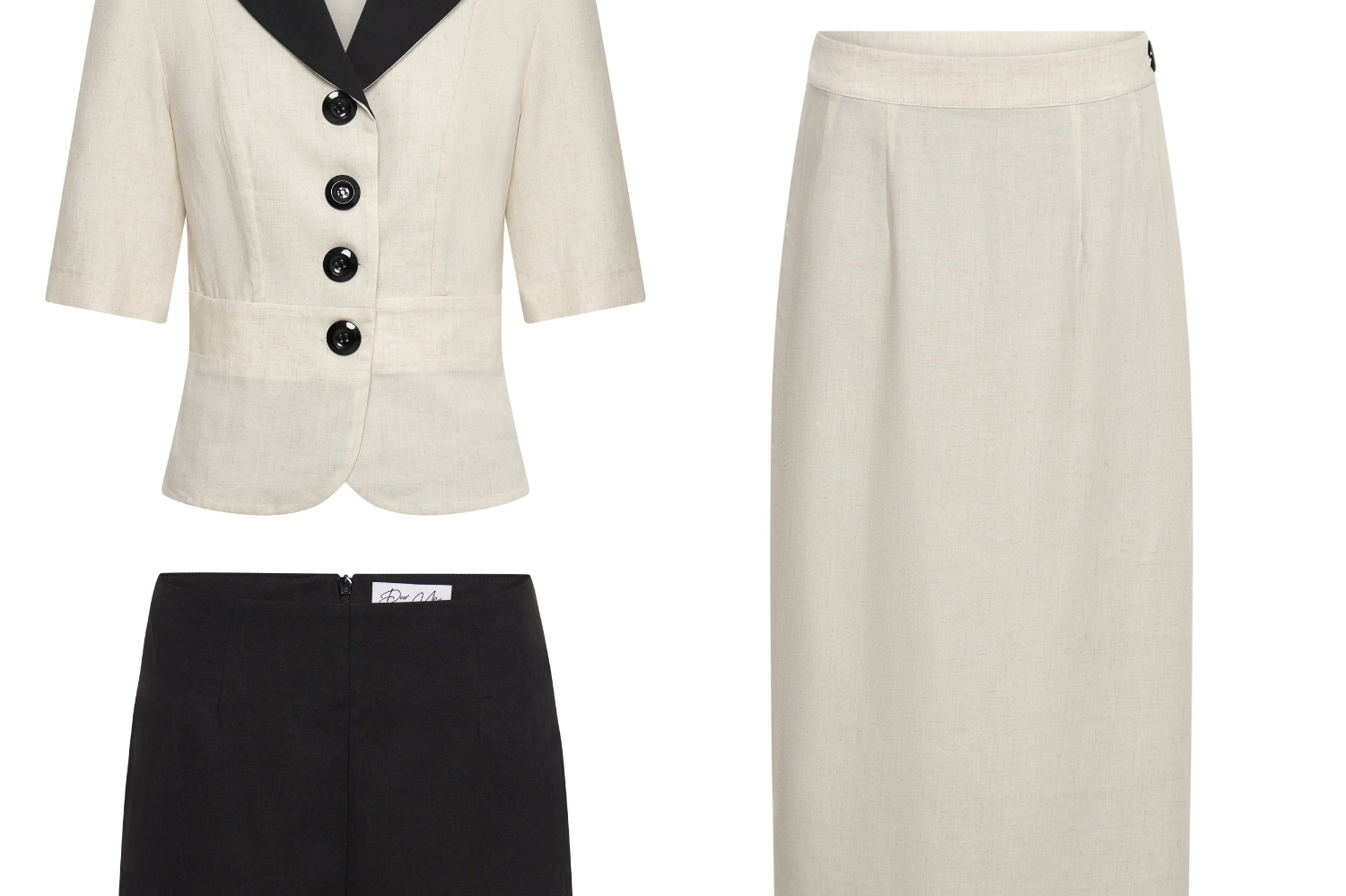 Iris Igniting 3 piece Set consisting of Jacket, Shorts and Skirt in Natural